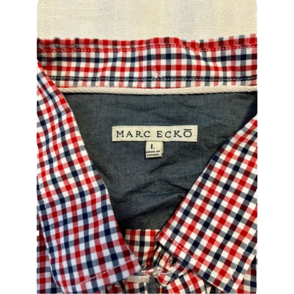 Stylish Marc Ecko Red Plaid Button-Down Shirt - M… - image 2